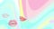 Animation of open mouths over pastel colorful background with waves