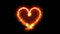 Animation orange light hearts shape floating isolate for Valentine`s day on black background.