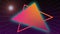 Animation of orange and pink triangles in digital space