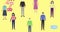 Animation of people icons and number growing over yellow background