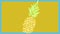 Animation of pineapple over yellow and blue background