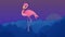 Animation of pink flamingo over moving mountains against sky at sunset