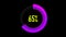 Animation pink or purple loading bar with Alpha channel. 0-100 percent. pink or purple circle on black background