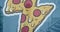 Animation of pizza icon over two caucasian doctors