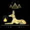 Animation portrait: Ancient Egyptian god Anubis in the form of a lying dog protects pyramids. God of death and afterlife.