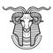 Animation portrait Ancient Egyptian god Khnum. Deity of Nile source, god with ram.