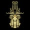 Animation portrait Ancient Egyptian god Khnum. Deity of Nile source, god with ram. Gold Imitation.