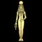 Animation portrait Ancient Egyptian goddess Sehmet Tefnut holds symbols of power: staff and cross.