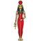 Animation portrait Ancient Egyptian goddess Sehmet Tefnut holds symbols of power: staff and cross. Sacred woman Lioness.