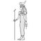 Animation portrait Ancient Egyptian goddess Selket holds symbols of power: staff and cross. Lord of the scorpions and the dead.