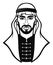 Animation portrait of the Arab man in a traditional headdress.