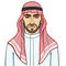 Animation portrait of the Arab man in a traditional headdress.