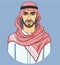 Animation portrait of the Arab man in a traditional headdress.