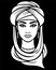 Animation portrait of the Arab woman in a turban.