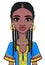 Animation portrait of the attractive African girl. Bright ethnic clothes.