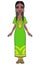 Animation portrait of the attractive African girl. Bright ethnic clothes. Full growth.