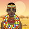 Animation portrait of the beautiful African woman in ancient clothes and jewelry.