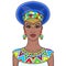 Animation portrait of the beautiful African woman in ancient clothes and jewelry.