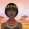 Animation portrait of the beautiful African woman in ancient jewelry.