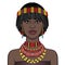 Animation portrait of the beautiful African woman in ancient jewelry.