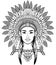 Animation portrait of a beautiful American Indian woman in ancient head dress.