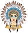 Animation portrait of a beautiful American Indian woman in ancient head dress