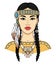 Animation portrait of a beautiful American Indian woman in ancient head dress