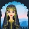 Animation portrait of the beautiful Arab woman in ancient clothes.
