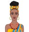 Animation portrait of the beautiful  black woman in a orange turban and ethnic jewelry.