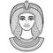 Animation portrait of beautiful Egyptian woman in ancient hairstyle. Goddess, princess, queen.