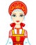 Animation portrait of the beautiful girl in an ancient Russian dress.