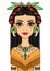 Animation portrait of the beautiful girl in a dress of the Native American Indian.