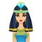 Animation portrait Egyptian  girl in ancient clothes with a papyrus flower on the head.