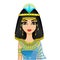 Animation portrait Egyptian  girl in ancient clothes with a papyrus flower on the head.