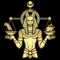 Animation portrait: Egyptian God Anubis measures the human heart and pen on sacred scales. God of death.