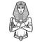 Animation portrait Egyptian man  with crossed hands holds symbols of power.