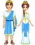 Animation portrait of a family in clothes of Ancient Greece.