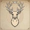 Animation portrait of a horned deer - spirit of the wood. Pagan deity.