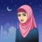 Animation portrait of the Muslim woman in a hijab