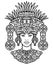 Animation portrait of the pagan goddess based on motives of art Native American Indian. Monochrome decorative drawing