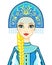 Animation portrait of the Russian princess in ancient clothes. Snow Maiden, Vasilisa, character of the fairy tale.