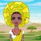 Animation portrait of a young African woman in ancient ethnic jewelry.