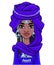 Animation portrait of a young African woman in a blue turban and ethnic jewelry.