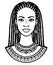 Animation portrait of the young African woman. Monochrome linear drawing.