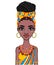 Animation portrait of a young African woman in a orange turban and ethnic jewelry.