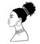 Animation portrait of the young African woman. Profile view.