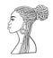 Animation portrait of the young African woman. Profile view.