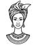 Animation portrait of the young African woman in a turban.