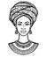 Animation portrait of the young African woman in a turban.