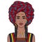 Animation portrait of the young African woman in a turban and ancient clothes.